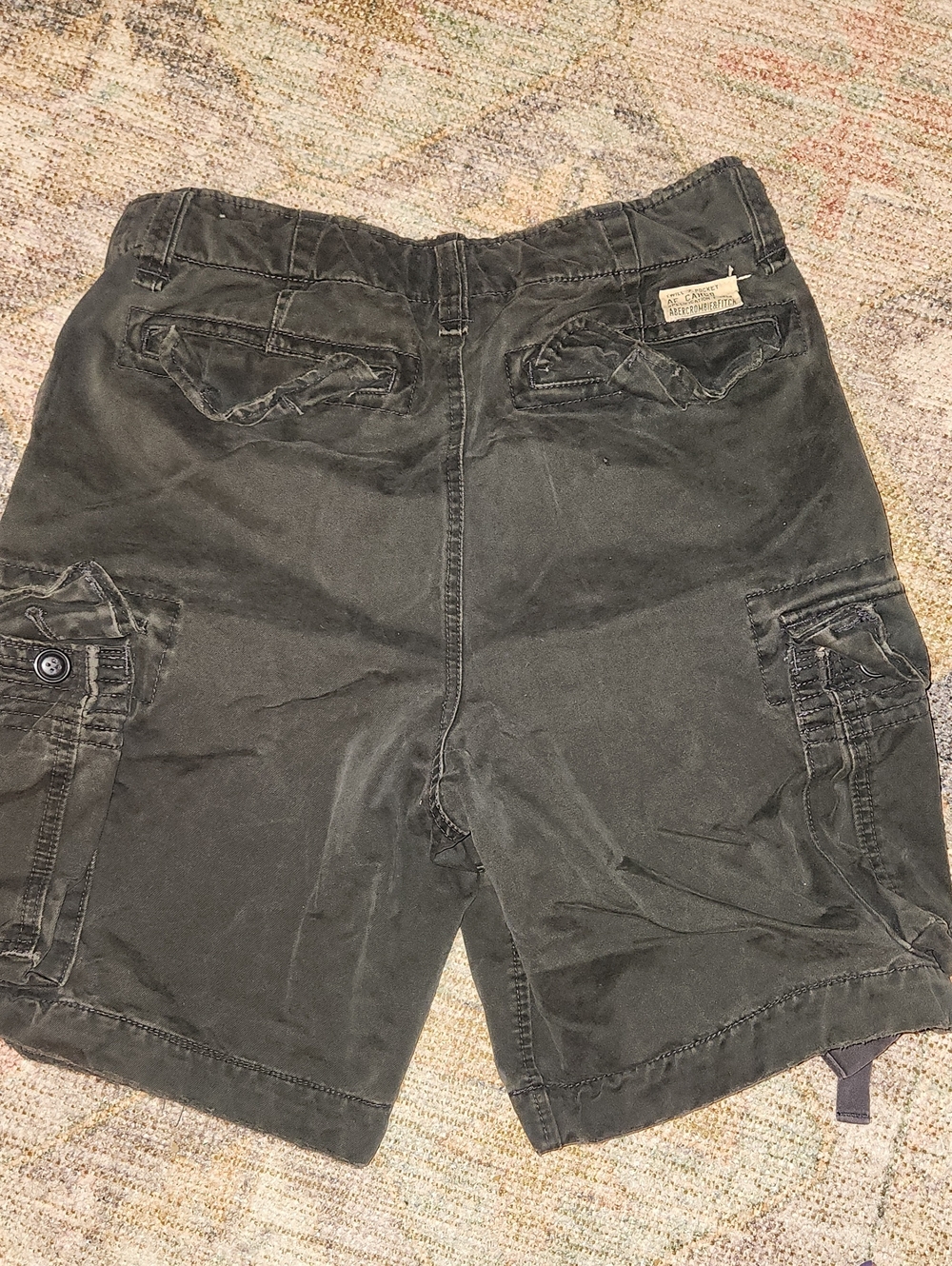 Abercrombie & Fitch Twill 7 Pocket Af Cargo Shorts- Heavy Baggy Y2K Style Sz30 - Picture 6 of 16